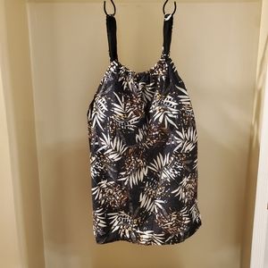 Swimsuits For All high neck Tankini Top, neutral palm, plus size 18